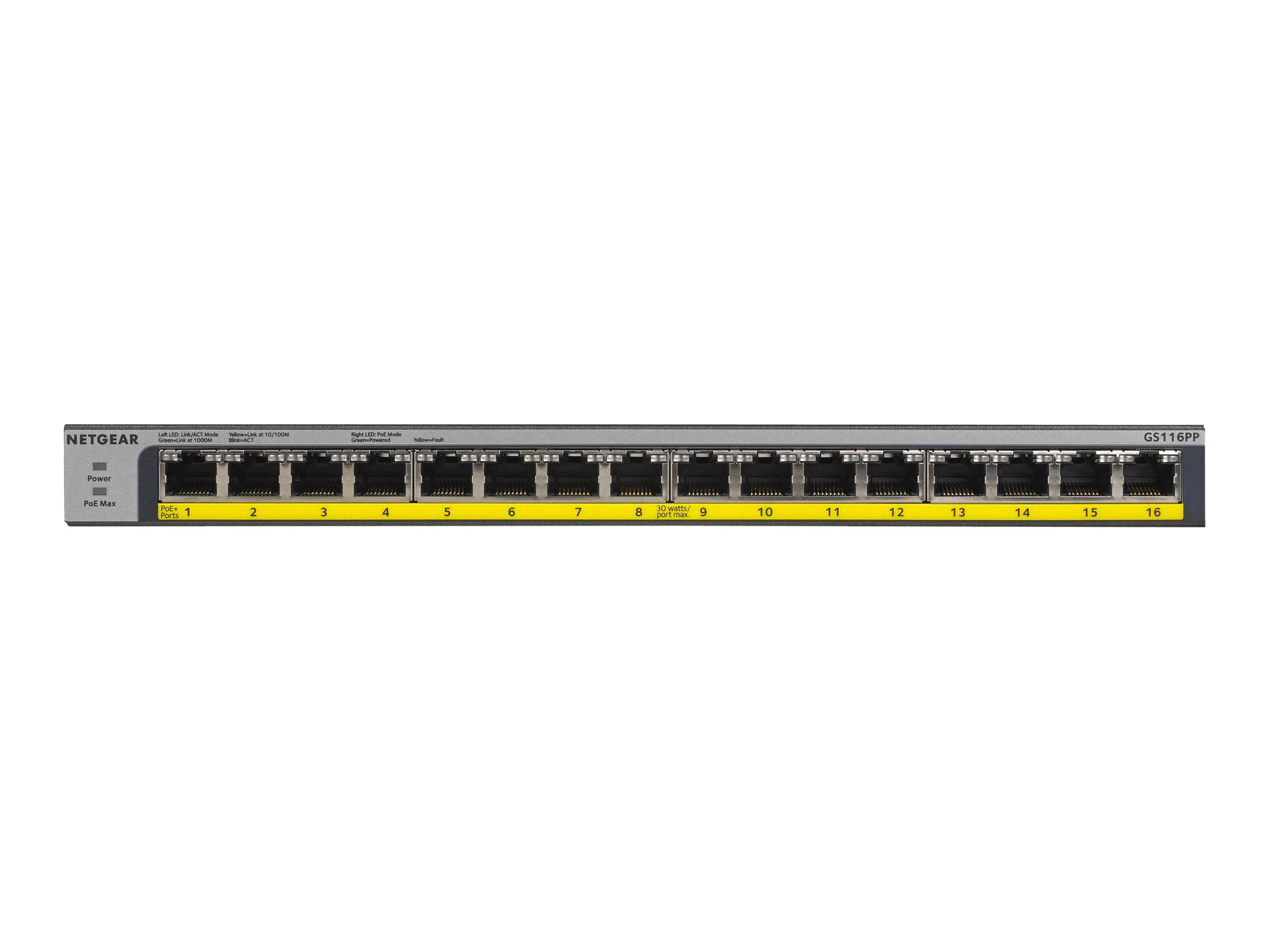 Netgear GS116LP - Switch - 16 x 10/100/1000 (PoE+)