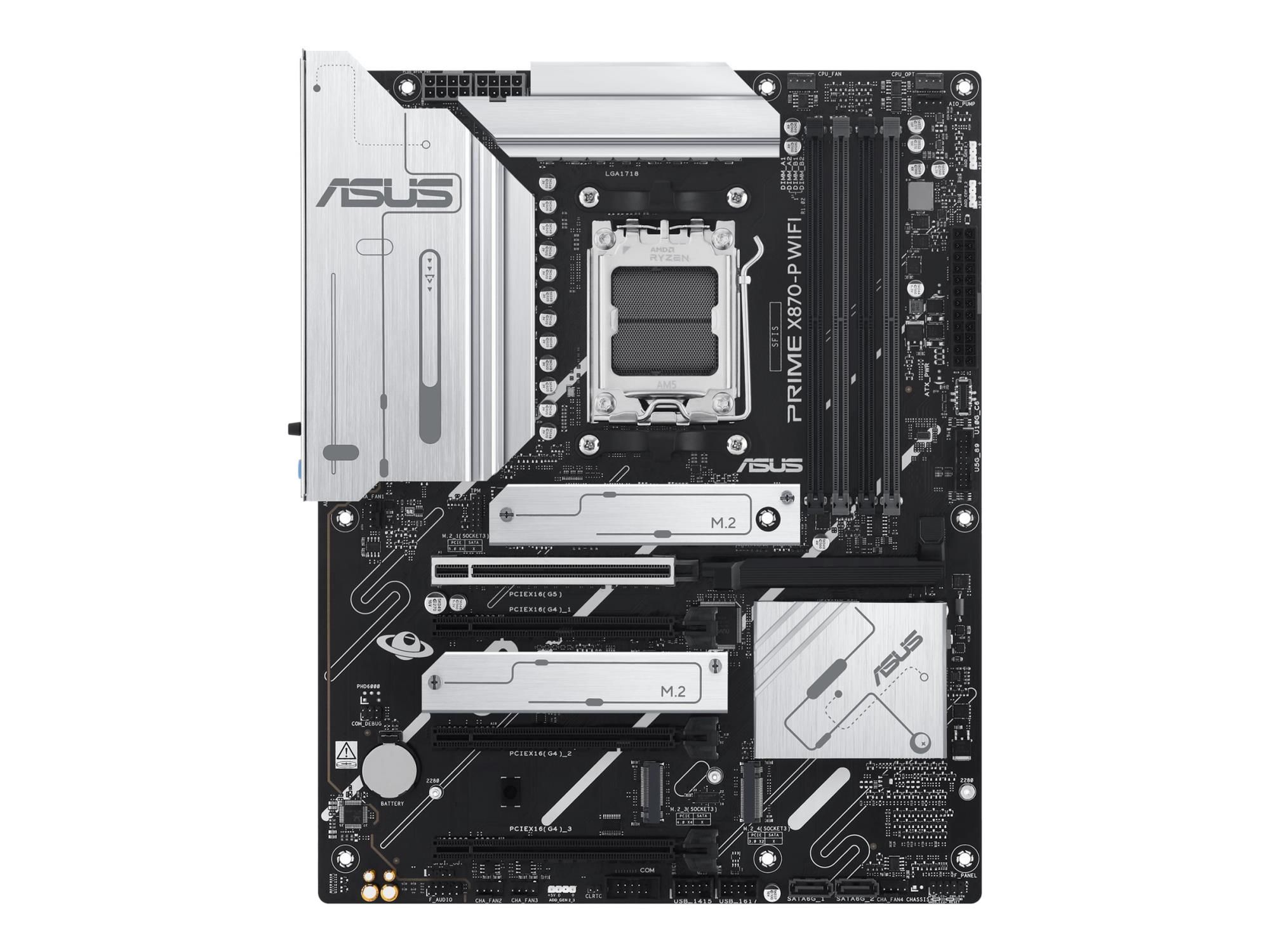 ASUS PRIME X870-P WIFI - Motherboard - ATX - Socket AM5 - AMD X870 Chipsatz - USB4, USB 3.2 Gen 2, USB-C 3.2 Gen2, USB 3.2 Gen 1 - Wi-Fi 7, Bluetooth, 2.5 Gigabit LAN - Onboard-Grafik (CPU erforderlich)