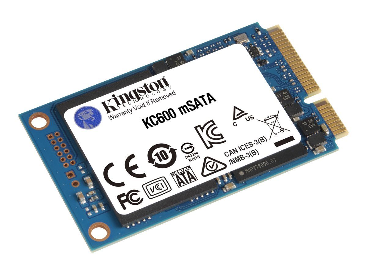 Kingston KC600 - SSD - verschlüsselt - 512 GB - intern - mSATA - SATA 6Gb/s - 256-Bit-AES - TCG Opal Encryption, Self-Encrypting Drive (SED)