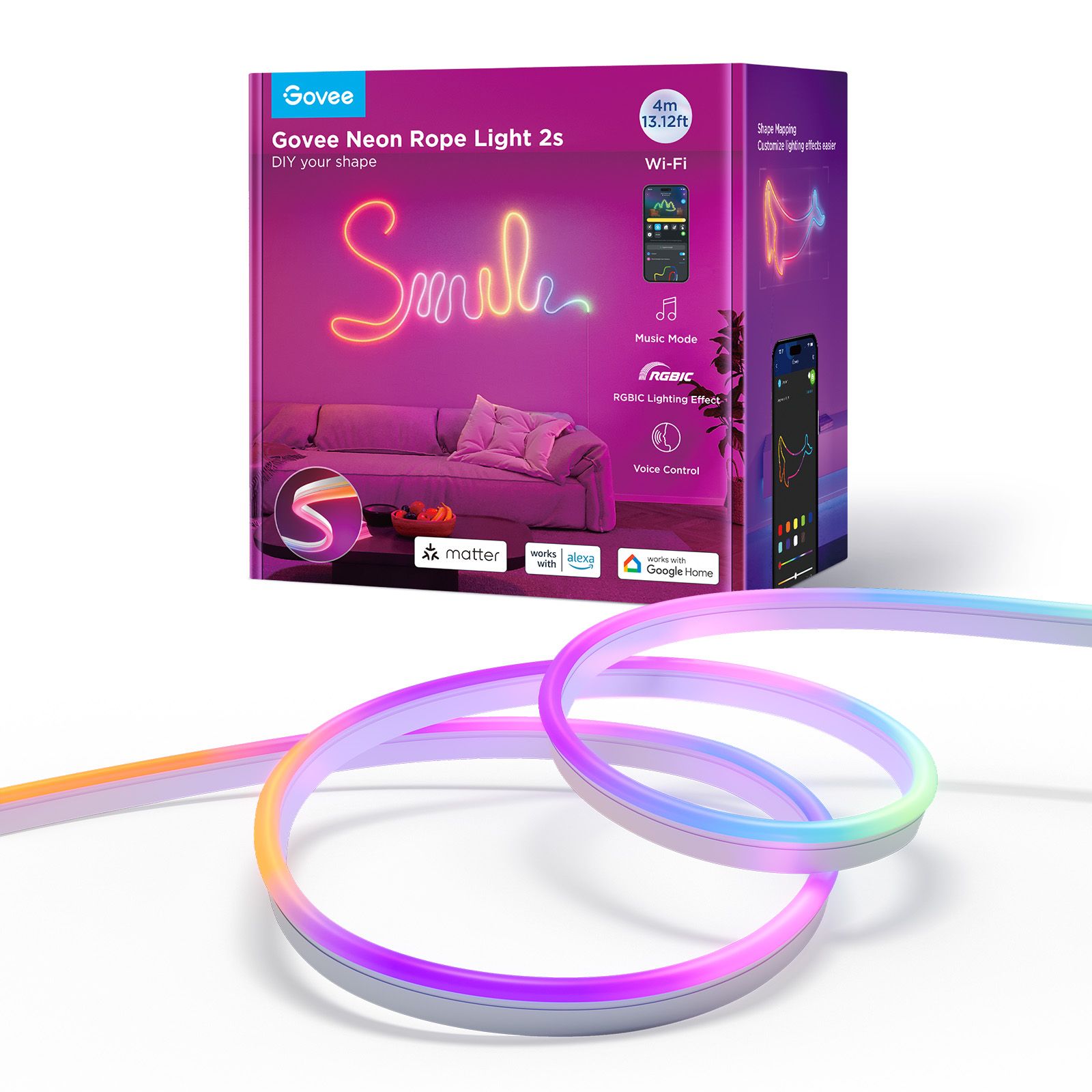 Govee Neon Strip Light 4 Meter White Matter ready