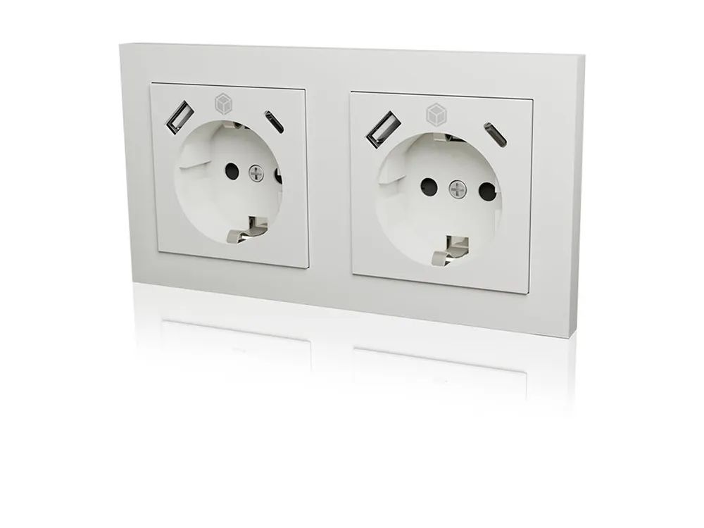 ICY BOX IB-MPS4200W-PD - Steckdose - 2P+E - Typ F, USB, USB Typ-C - mit Verschluss - 1 Steckdose, 1 USB-C socket, 1 USB-Anschluss - 3 A - weiß (Packung mit 2)