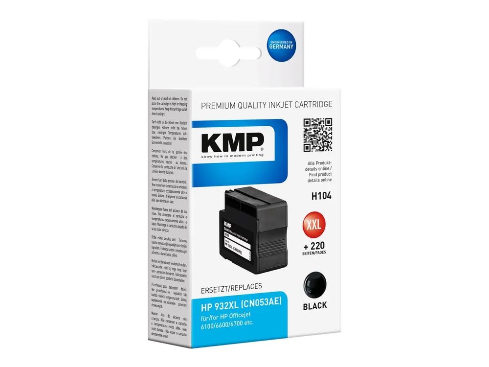 KMP H104 - 35 ml - Größe XXL - Schwarz - kompatibel - Tintenpatrone (Alternative zu: HP 932XL, HP CN053AE)
