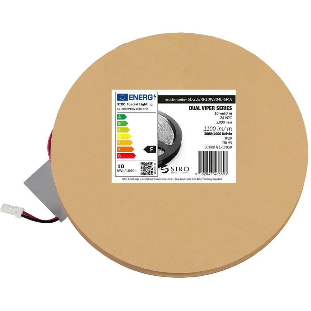 Siro Beschläge- und Metallwaren-** fabrik Gesellschaft m.b.H. SIRO LED-Band SL-VIPER DUO2POL 10W/m 3000K-4000K, 24 V/DC, Rolle 5 m