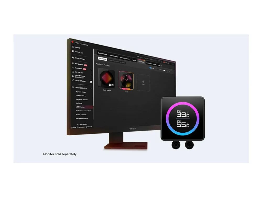 HP OMEN by HP - Prozessor-Flüssigkeitskühlsystem - mit LCD-Bildschirm - Kühlergröße: 360 mm - (für: LGA1700, LGA1200, LGA115x Socket, AM4, AM5, LGA1851)