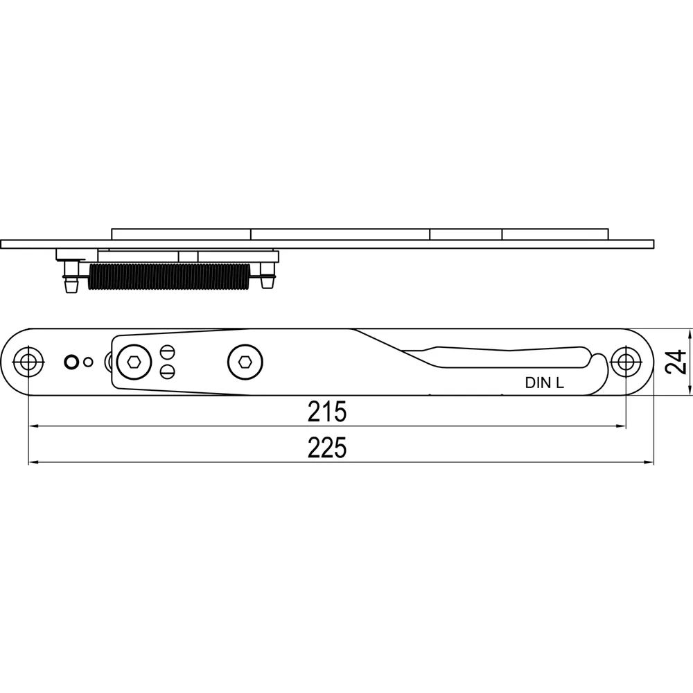 ABS Innovation GmbH  IMH-ABS Mitnehmerhaken GF UNI 24 V Gr.1, 225 x 24 mm,schwarz verzinkt,DIN links