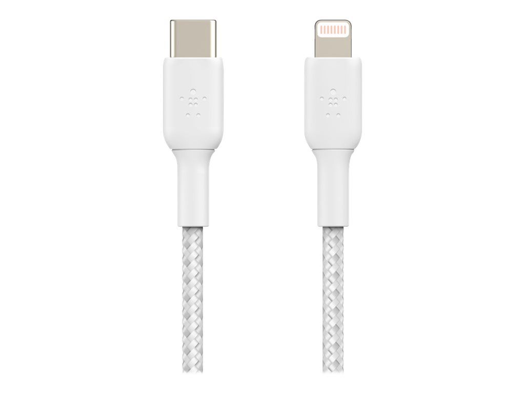 Belkin BoostCharge - Lightning-Kabel - 24 pin USB-C männlich zu Lightning männlich - 2 m - weiß - USB-Stromversorgung (18 W)