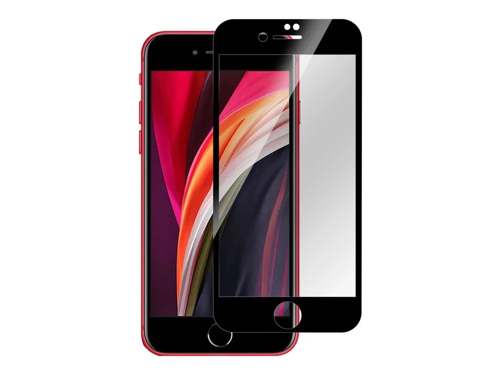 eSTUFF Titan Shield - Bildschirmschutz für Handy - volle Abdeckung - Glas - Rahmenfarbe schwarz - für Apple iPhone SE (2. Generation)