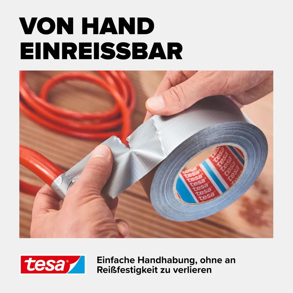 tesa® Promo XP Universal – 25 m + 5 m – silber – starkes Allzweckklebeband