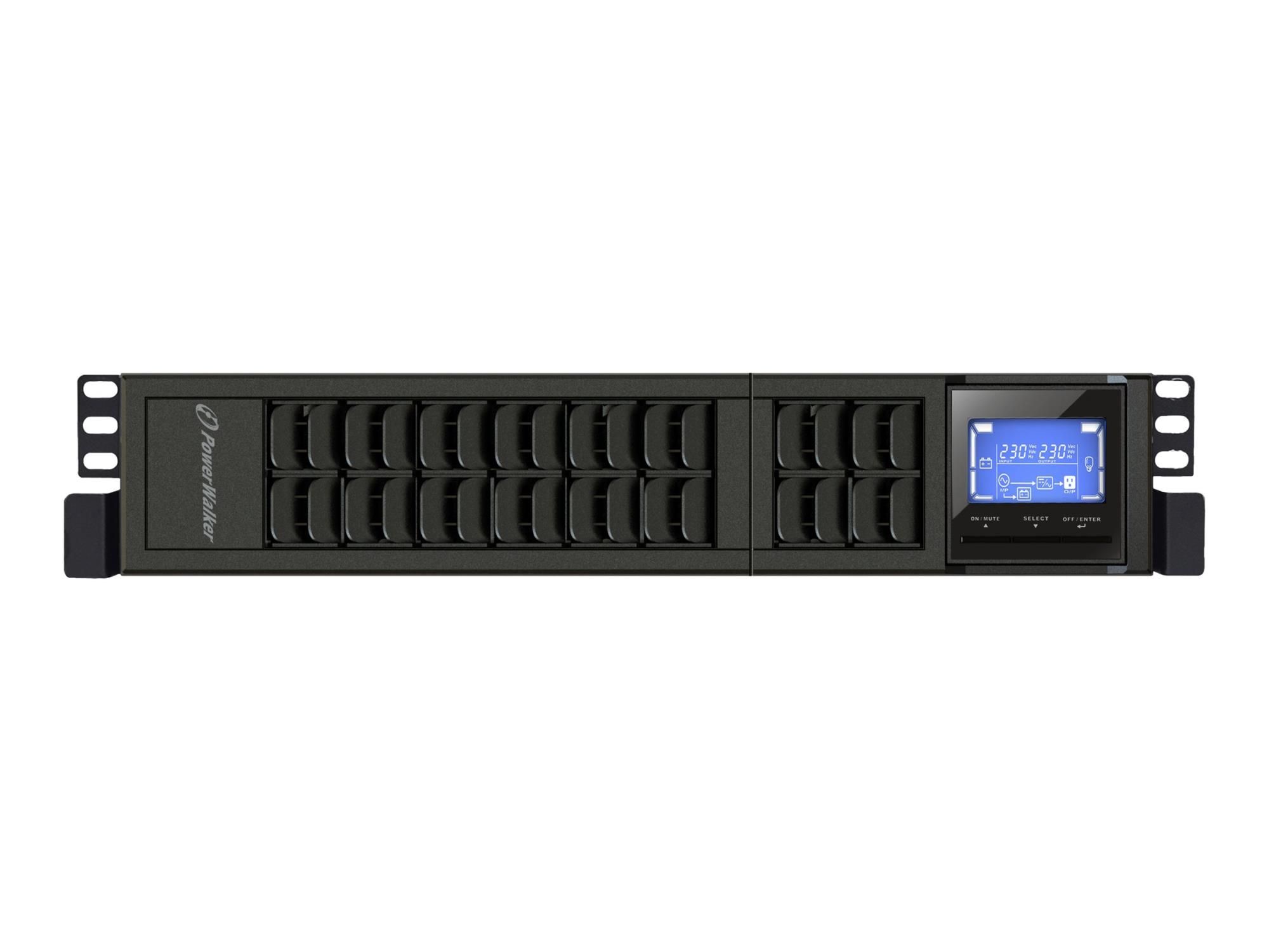 BlueWalker PowerWalker VFI 3000 CRM LCD - USV (in Rack montierbar/extern) - AC 110-300 V - 2400 Watt - 3000 VA - 9 Ah - RS-232, USB - Ausgangsanschlüsse: 4 - 2U - 48.3 cm (19")