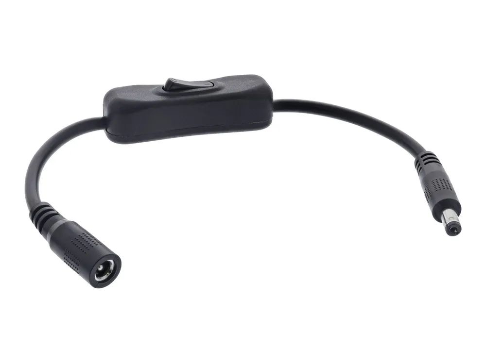 InLine DC Kabel mit Schalter - DC ST/BU 5,5x2,1mm - AWG 18 - schwarz - 0,20m