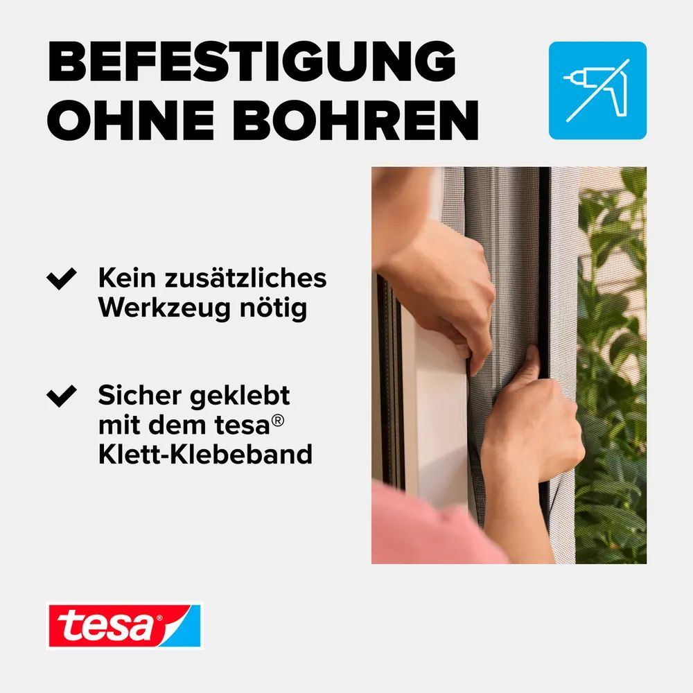 tesa® Fliegengitter Standard 3er-Pack 1,10 × 1,30m, anthrazit, zuverlässiger Insektenschutz