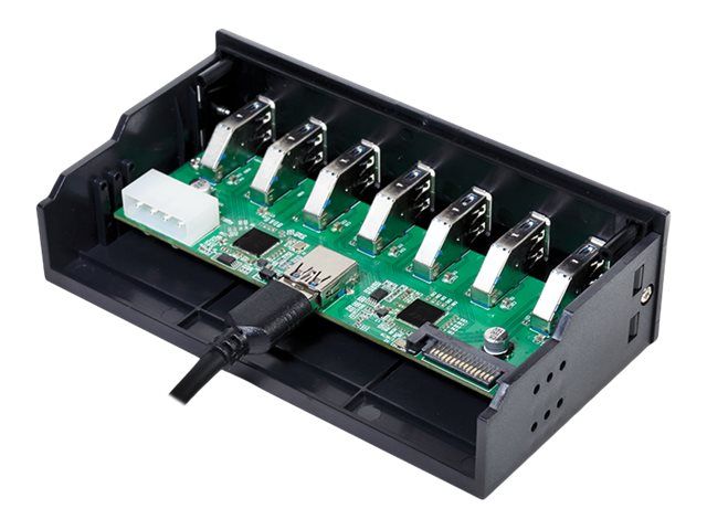 LogiLink USB 3.0 hub, 7-port 5.25" internal, with fast charging port - Hub - 6 x SuperSpeed USB 3.0 + 1 x SuperSpeed USB 3.0 (laden)