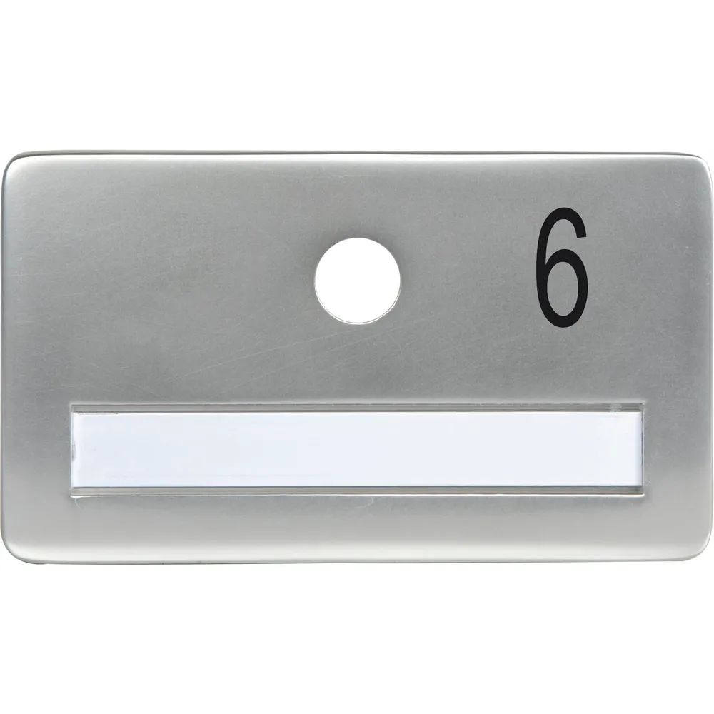 SOLIDO Namensschild ohne Spion, Bohrung ø 14, Alu silber eloxiert, Gravur Nr. 6