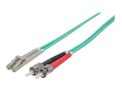 Intellinet Fiber Optic Patch Cable, OM3, ST/LC, 2m, Aqua, Duplex, Multimode, 50/125 µm, LSZH, Fibre, Lifetime Warranty, Polybag - Patch-Kabel - ST multi-mode (M)