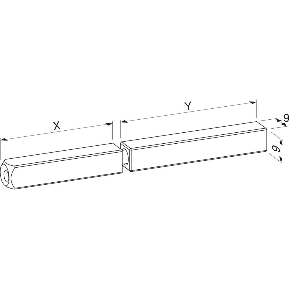 ECO Drückerstift geteilt, Vierkant 9 mm, 60/75