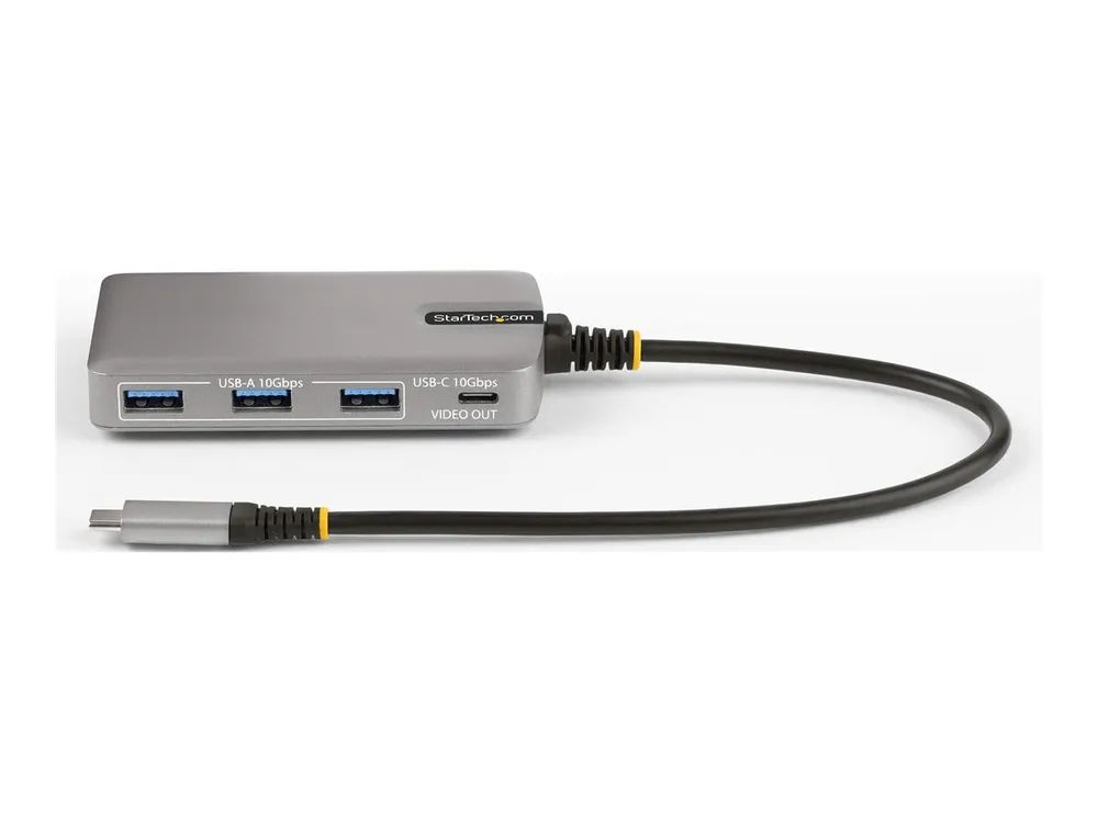 StarTech.com 4-Port USB-C Hub with USB-C DP Alt Mode Video Output 4K 60Hz, 3x USB-A, 1x USB-C, 100W Power Delivery Pass-Through, USB 3.2 Gen 2 (10Gbps)