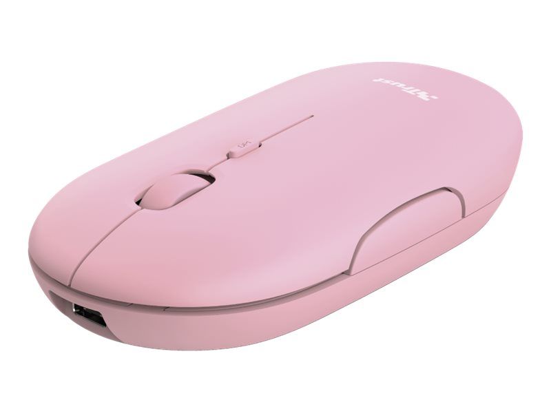 Trust Puck - Maus - rechts- und linkshändig - optisch - 4 Tasten - kabellos - Bluetooth, 2.4 GHz - kabelloser Empfänger (USB)