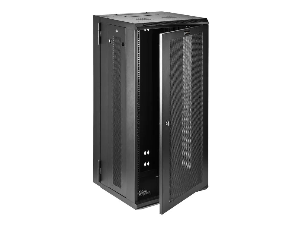 StarTech.com 26HE 19 Zoll Wand Netzwerkschrank - 40,5cm tiefes, mit Scharnieren versehenes, abschließbares IT/Netzwerk rack - inkl. Fachboden und perforierten Seitenwänden - vormontiert (RK2620WALHM)