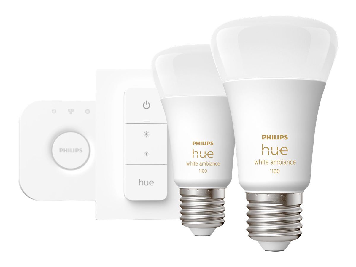 Signify Philips Hue White ambiance Starter Kit - Drahtloses Beleuchtungs-Kit - LED-Lampe x 2 - E27 - 8 W (Entsprechung 75 W)