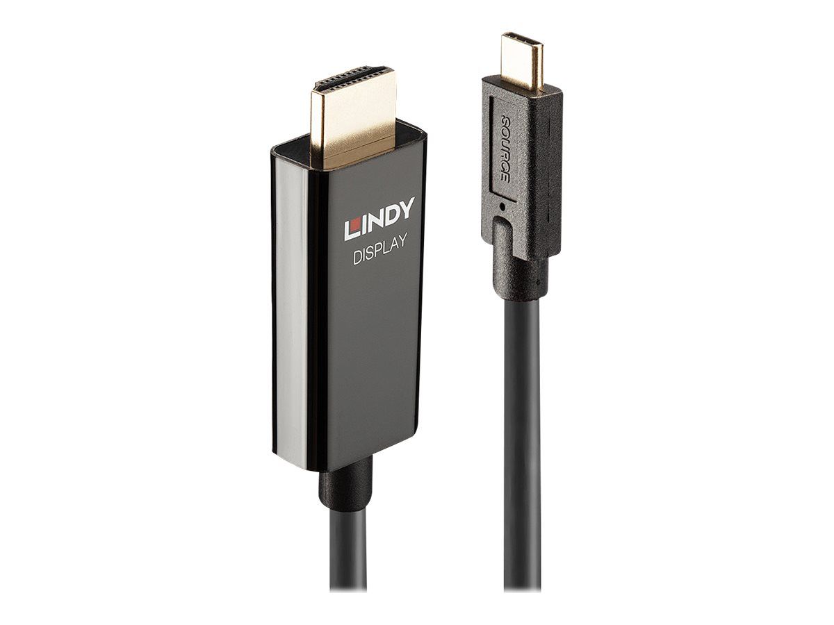 Lindy Adapterkabel - USB-C männlich zu HDMI männlich - 5 m - abgeschirmt - Schwarz - rund, aktiver Chip, unterstützt 4K 60 Hz (4096 x 2160)