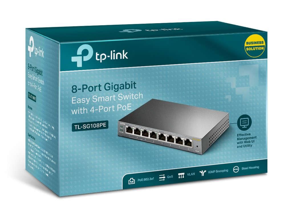 TP-LINK Easy Smart TL-SG108PE - Switch - Smart - 4 x 10/100/1000 (4 PoE+)