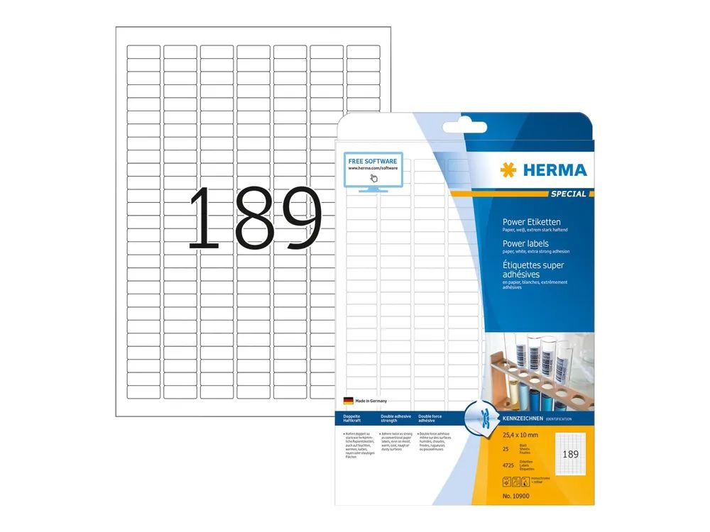 HERMA Papier - matt - selbstklebend - weiß - 25.4 x 10 mm 4725 Etikett(en) (25 Bogen x 189)