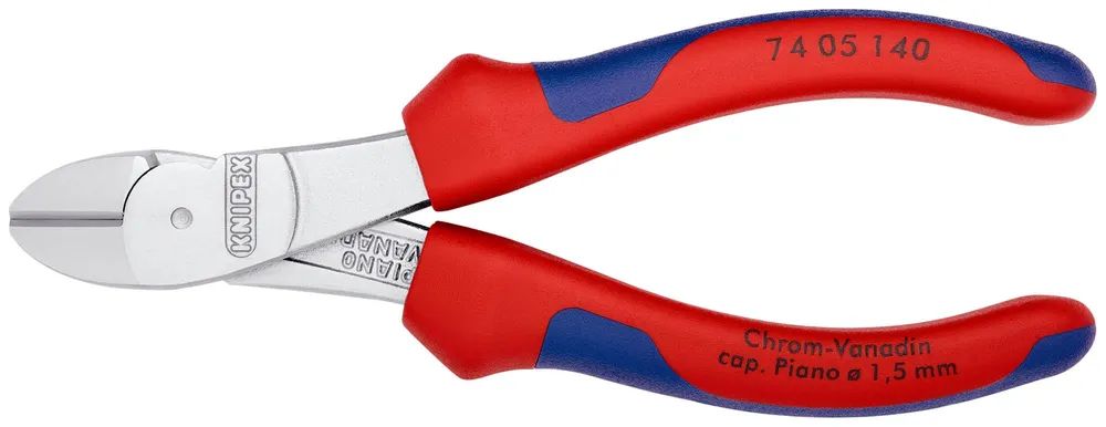 KNIPEX Kraft-Seitenschneider mit Mehrkomponenten-Hüllen verchromt 140 mm