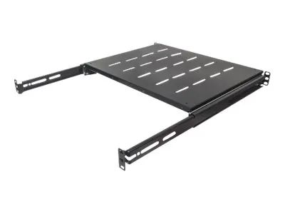 Intellinet 19" Ausziehbarer Fachboden, 1 HE, geeignet für Schränke mit 600 bis 800 mm Tiefe, Ablagefläche 350 mm Tiefe, schwarz - Rack - Regal - Schwarz, RAL 9005 - 1U - 48.3 cm (19")