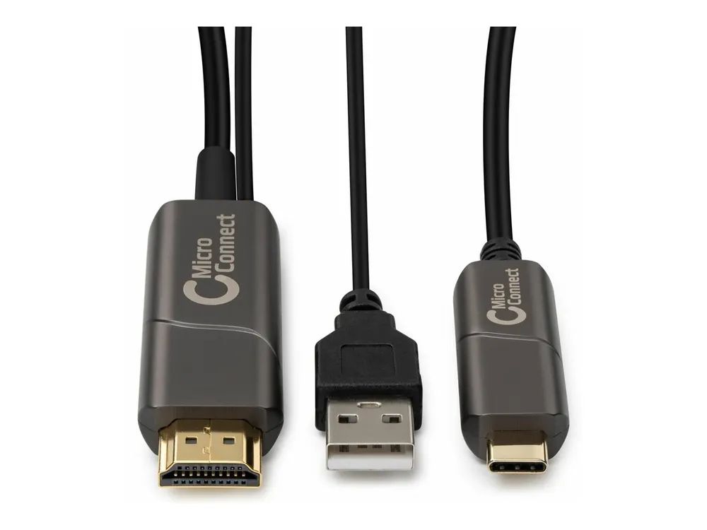 MicroConnect Premium - Adapterkabel - 24 pin USB-C männlich zu HDMI männlich - 10 m - Schwarz - Active Optical Cable (AOC)