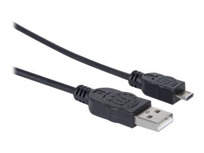 Manhattan USB-A to Micro-USB Cable, 1.8m, Male to Male, Black, 480 Mbps (USB 2.0)