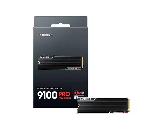 Samsung 9100 PRO MZ-VAP1T0 - SSD - verschlüsselt - 1 TB - mit Kühlkörper - intern - M.2 2280 - PCI Express 5.0 x4 (NVMe)