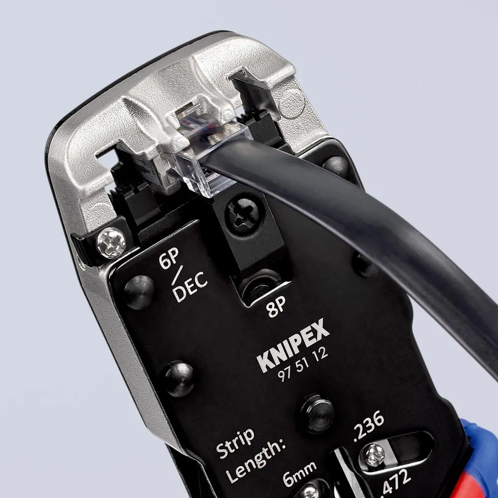 KNIPEX Crimpzange für Westernstecker mit Mehrkomponenten-Hüllen brüniert 200 mm