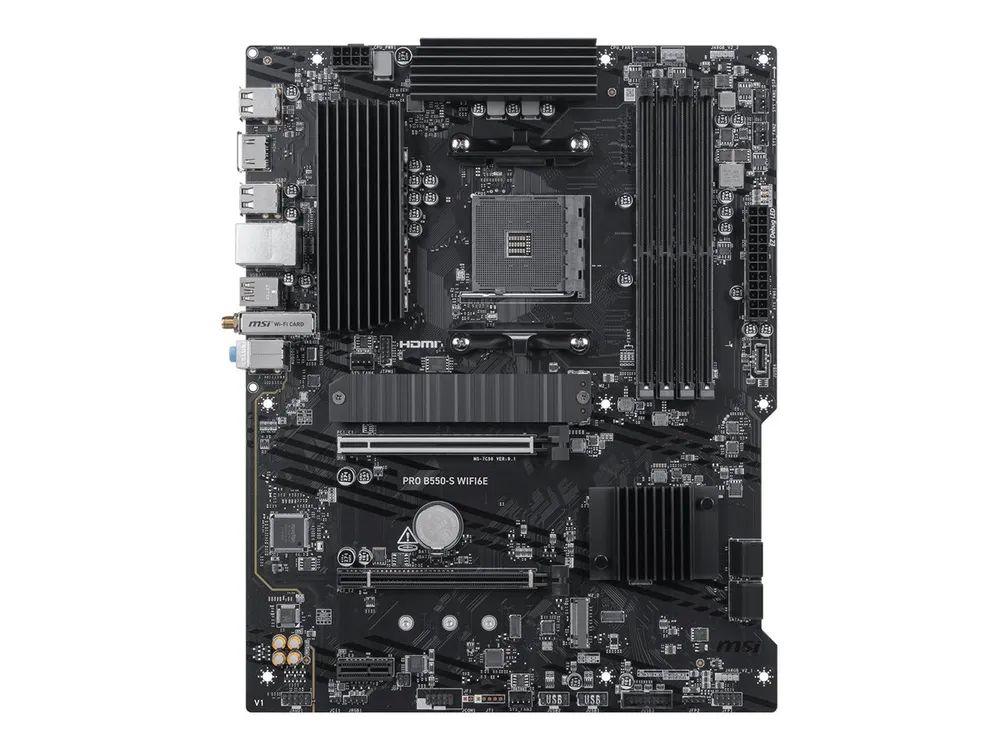 MSI PRO B550-S WIFI6E - Motherboard - ATX - Socket AM4 - AMD B550 Chipsatz - USB 3.2 Gen 1, USB-C 3.2 Gen 1, USB 3.2 Gen 2, USB-C 3.2 Gen2 - Gigabit LAN, Wi-Fi 6E, Bluetooth - Onboard-Grafik (CPU erforderlich)