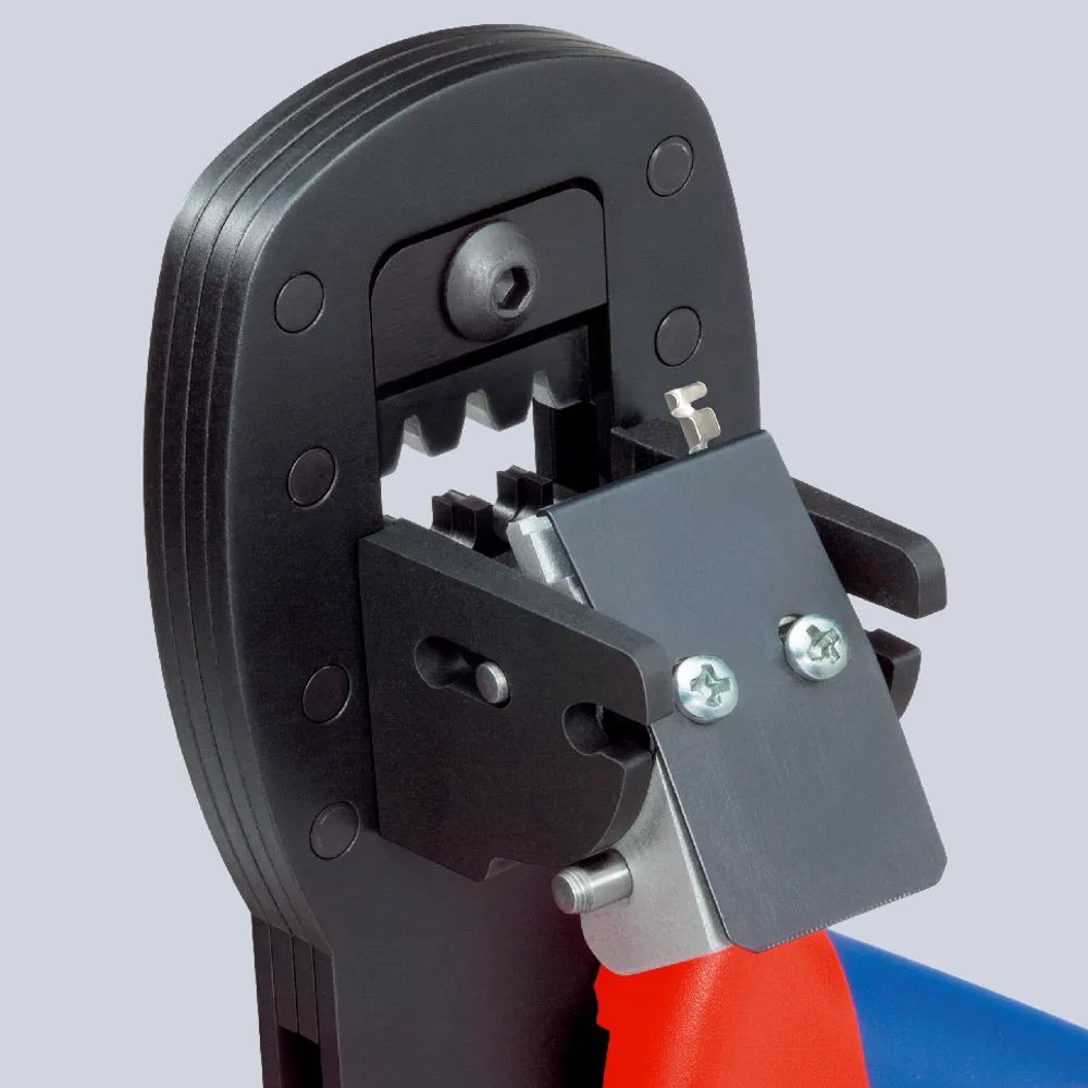 KNIPEX Crimpzange für Miniaturstecker Parallelcrimp mit Mehrkomponenten-Hüllen brüniert 190 mm