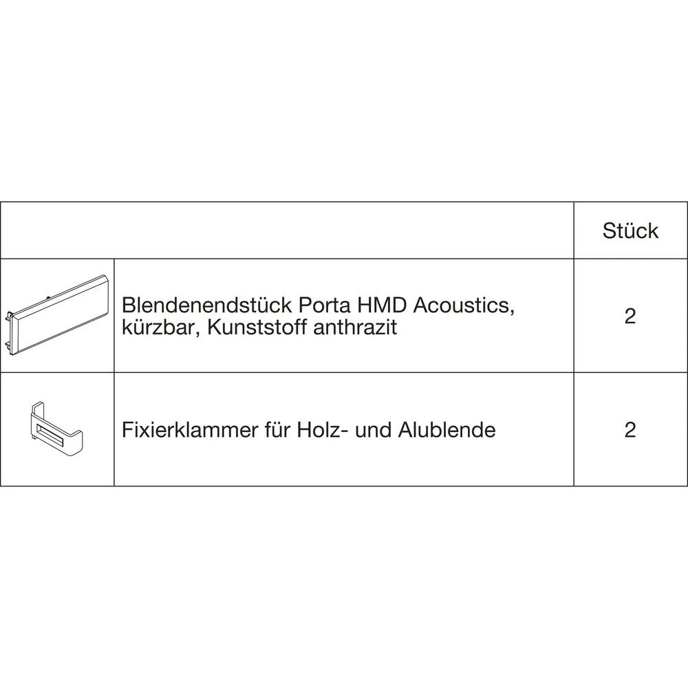 HAWA Porta 100/HMD Acoustics Abdeckkappen-Set Kunststoff anthrazit