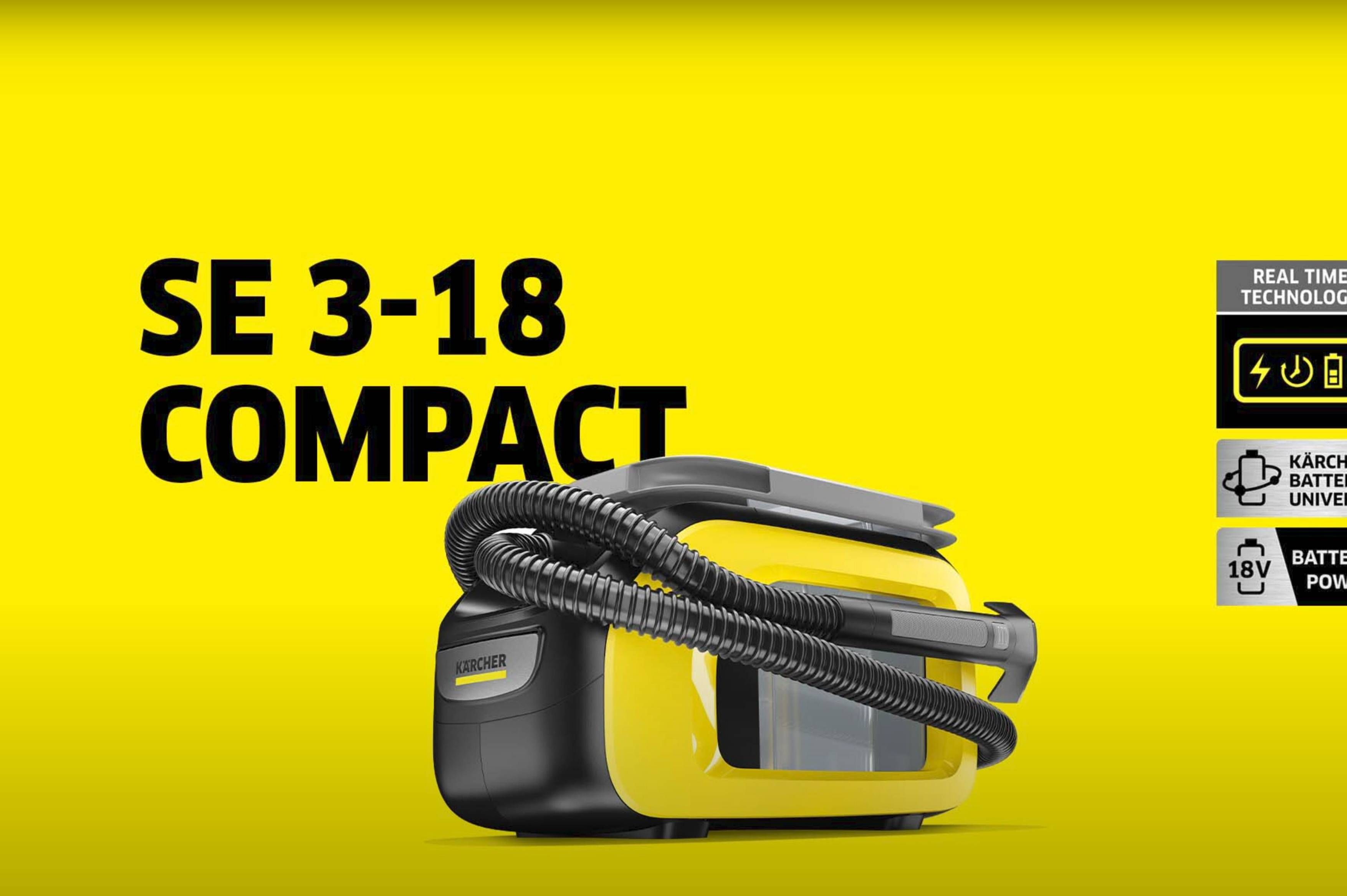 Kärcher SE 3-18 Compact Waschsauger – kompakter Akku-Sprüh- und Extraktionssauger für Teppiche, Polster und Auto.