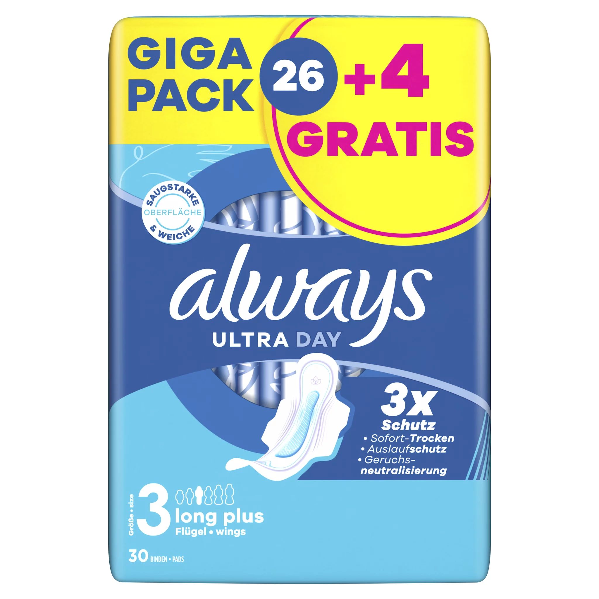 always Ultra Binde Long Plus Gigapack 26+4 GRATIS