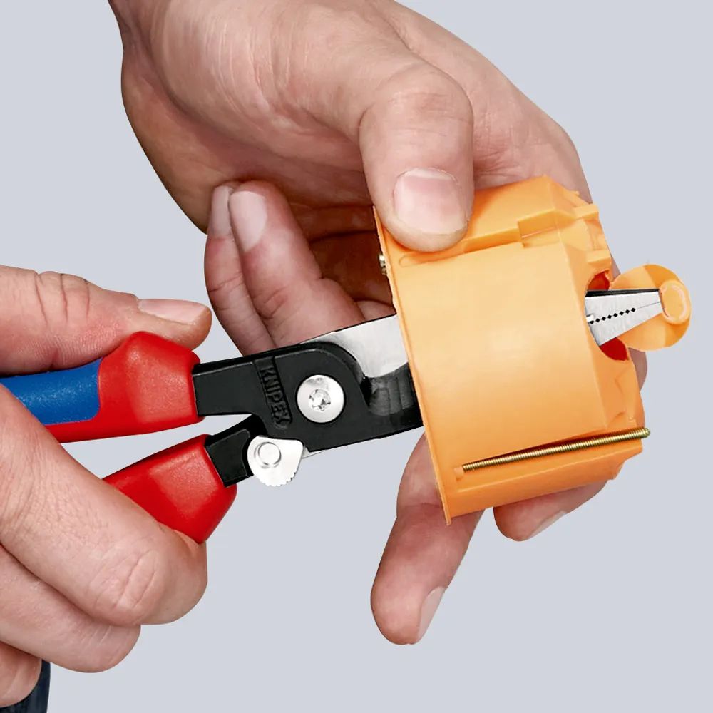 KNIPEX Elektro-Installationszange mit Mehrkomponenten-Hüllen schwarz atramentiert 200 mm