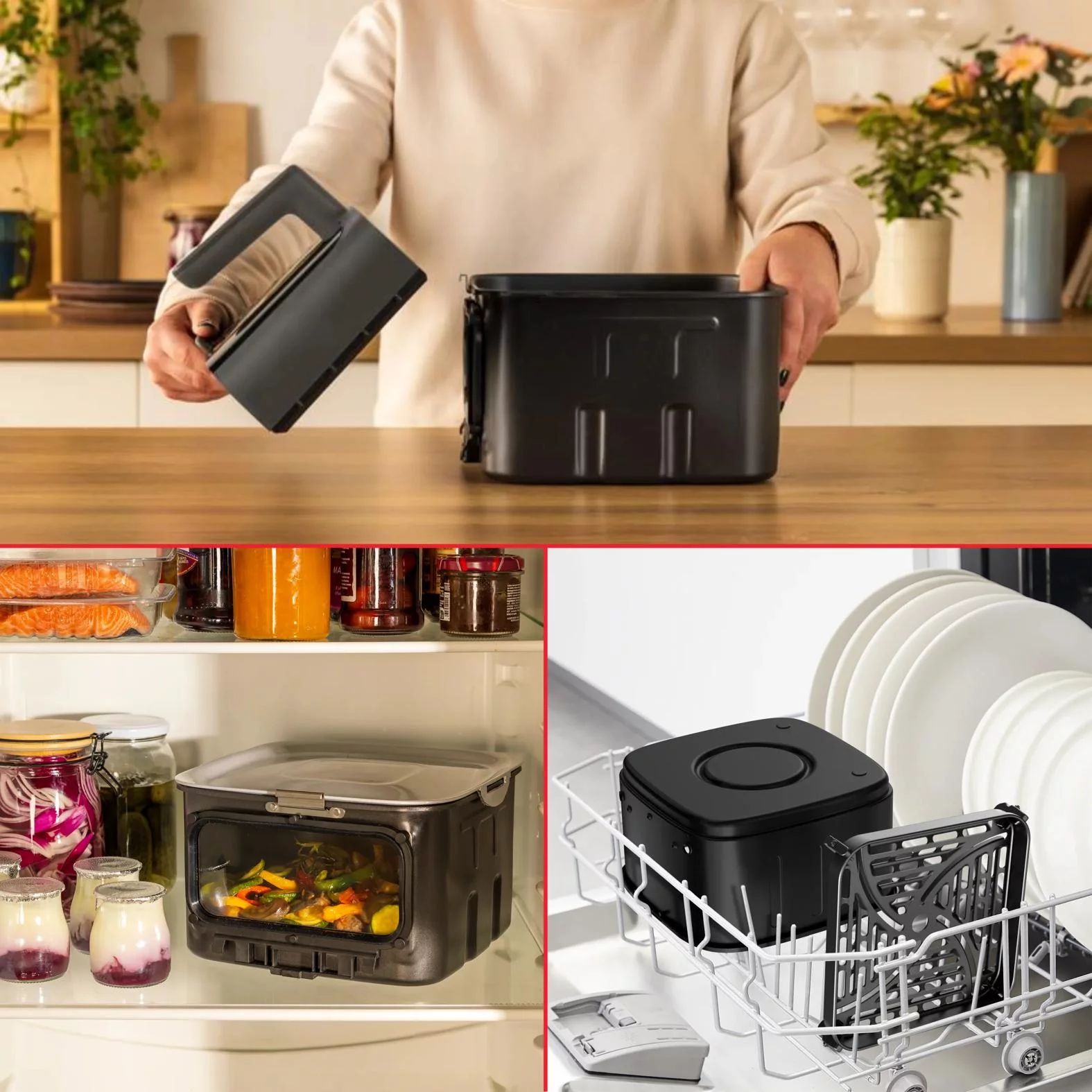 Tefal EY846H Heißluftfritteuse Easy Fry Silence Coal Vision (7L)
