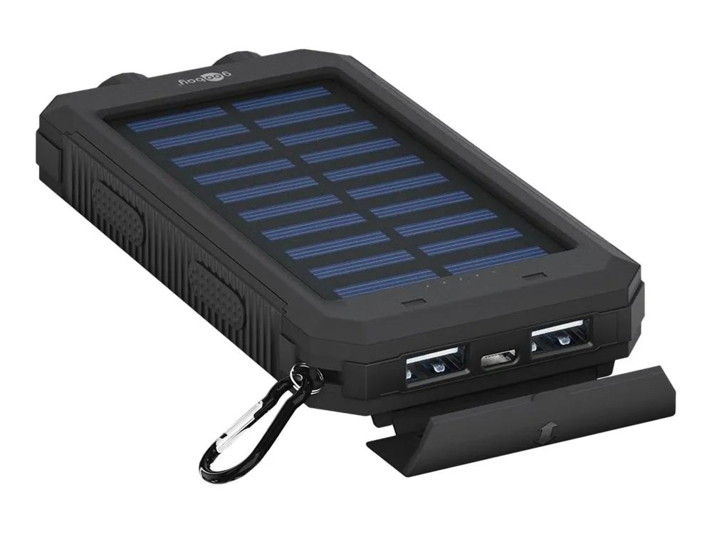 Goobay Outdoor PowerBank 8.0 - Solar-Powerbank - Li-Pol - 8000 mAh - 29.6 Wh - 2 A - 2 Ausgabeanschlussstellen (2 x USB)