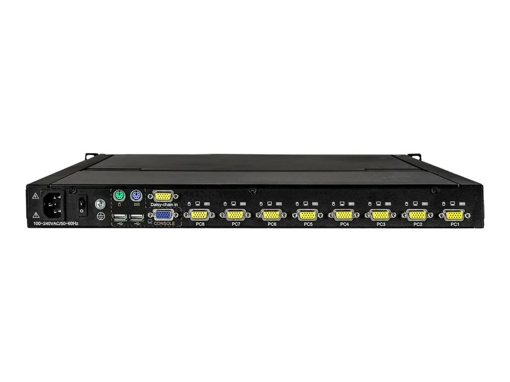 StarTech.com 8 Port Rack KVM Konsole mit 1,8 m Kabeln - US Tastatur(QWERTY), Integrierter KVM Switch mit 17" LCD Monitor - 1HE LCD KVM Konsole - OSD KVM - 50.000 MTBF - USB + VGA(RKCONS1708K) - KVM-Konsole mit KVM-Switch - 8 Anschlüsse - USB - 43.2 c