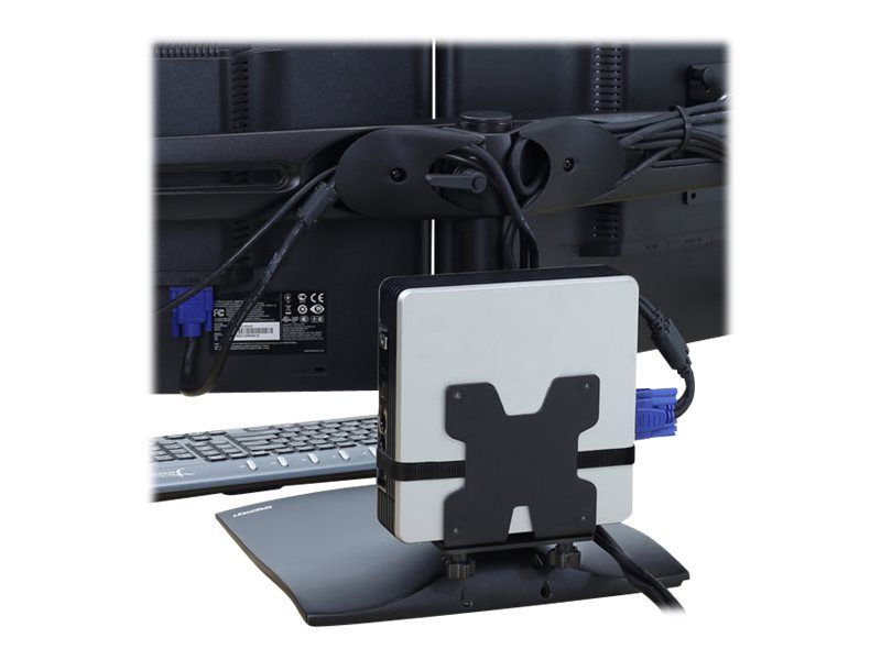 Ergotron Mini-PC-Halterung - unter Tisch montierbar, Pfosten montierbar, an Wandschiene montierbar, VESA-Halterung montierter