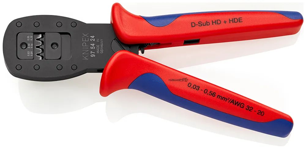 KNIPEX Crimpzange für Miniaturstecker Parallelcrimp mit Mehrkomponenten-Hüllen brüniert 190 mm