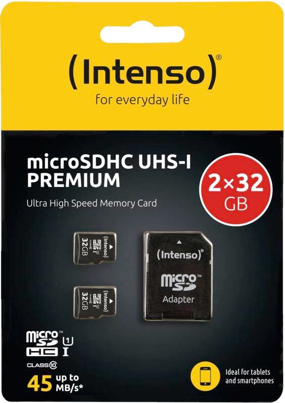 Intenso Doppelpack microSDHC 32GB UHS-I Premium SD-Adapter