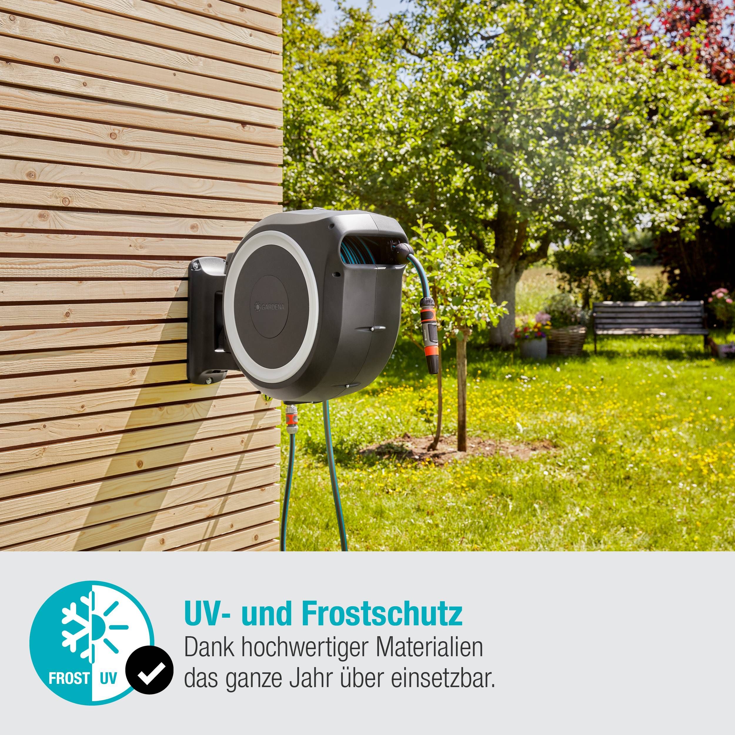 Gardena Wand-Schlauchbox RollUp L, 30 m, weiß