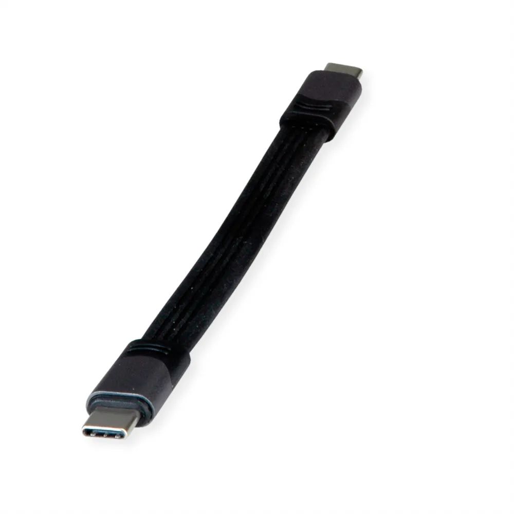 ROLINE USB4 Gen3x2 Kabel, C-C, ST/ST, 8K UHD-2, 40Gbit/s, 100W, extra-flach, schwarz, 15 cm