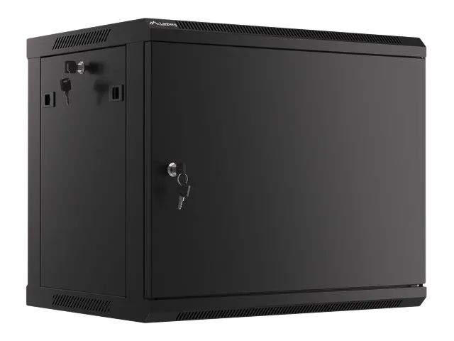 Lanberg WF01 64/66 V2 Series - Schrank Netzwerkschrank - geeignet für Wandmontage - Schwarz, RAL 9004 - 9U - 48.3 cm (19")