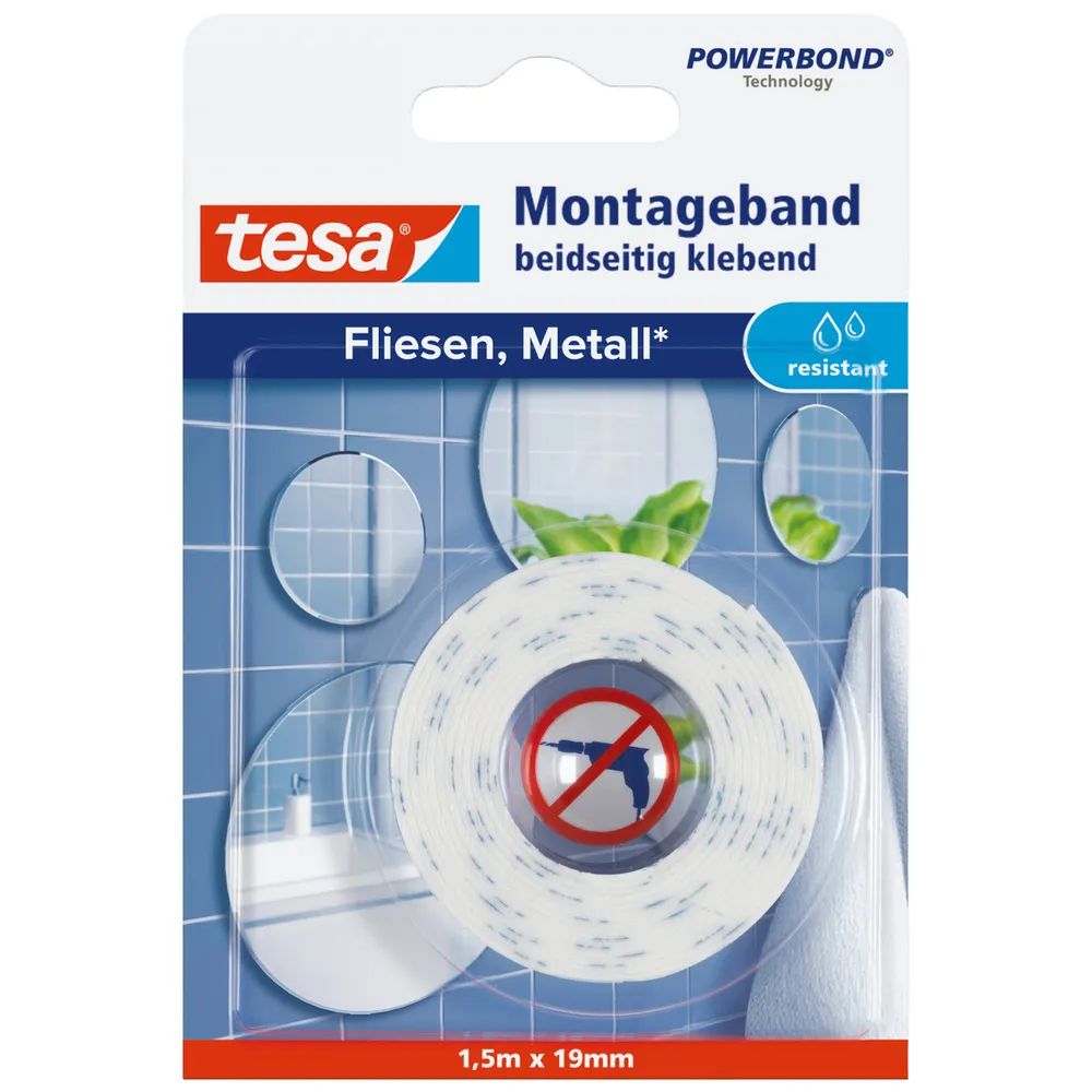 tesa® Montageband Tapeten & Putz 1,5m x 19mm, Blister