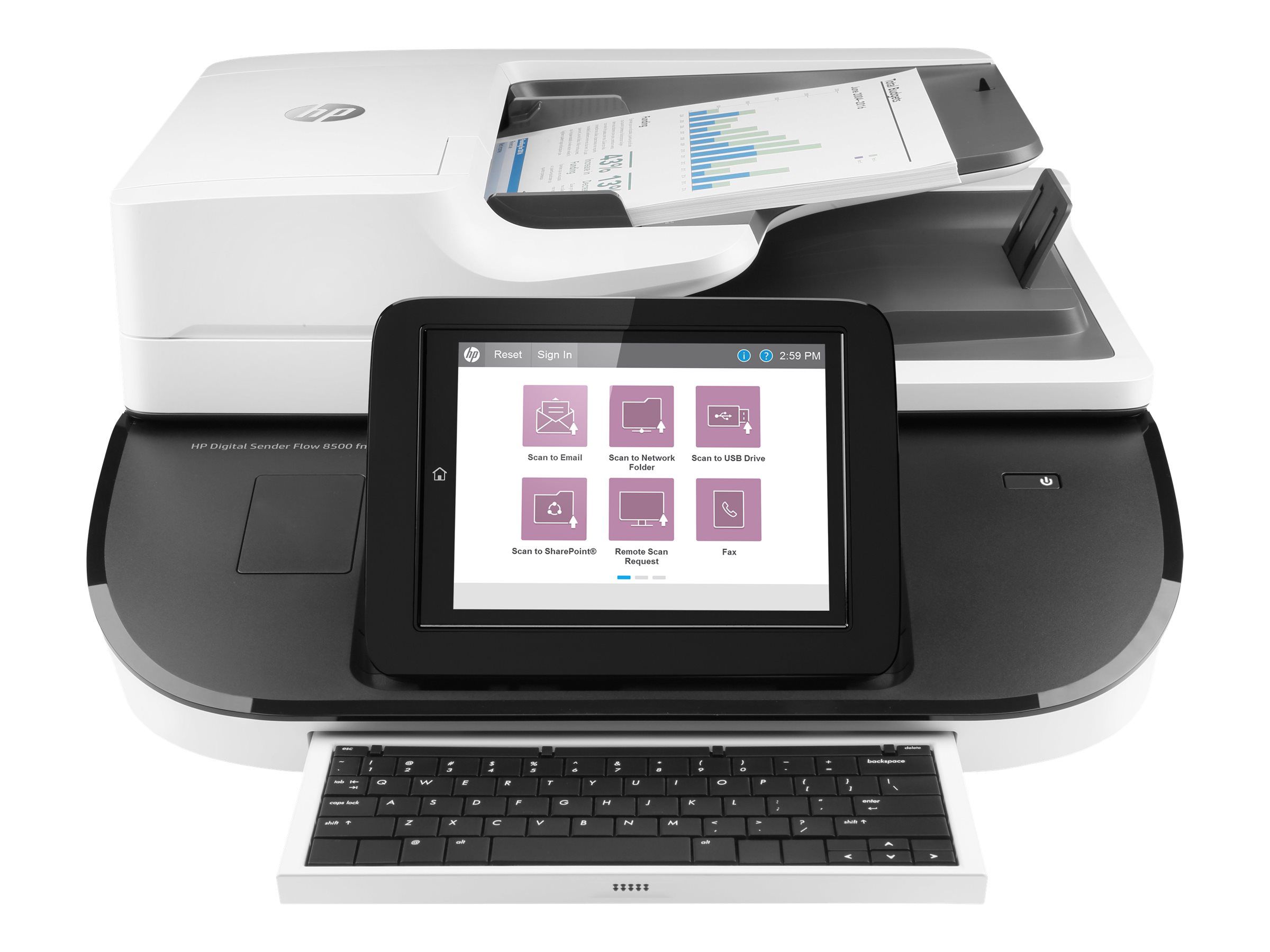 HP Digital Sender Flow 8500fn2 - Dokumentenscanner - Flachbett: CCD / ADF: CIS - Duplex - 216 x 864 mm - 600 dpi x 600 dpi - bis zu 92 Seiten/Min. (einfarbig)