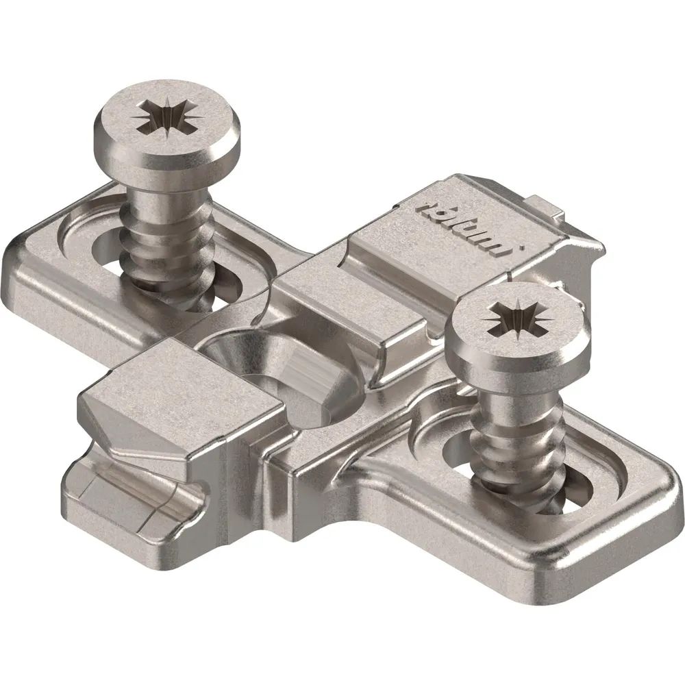 BLUM CLIP Kreuzmontageplatte Langloch, Zink, Systemschrauben, Distanz 0 mm